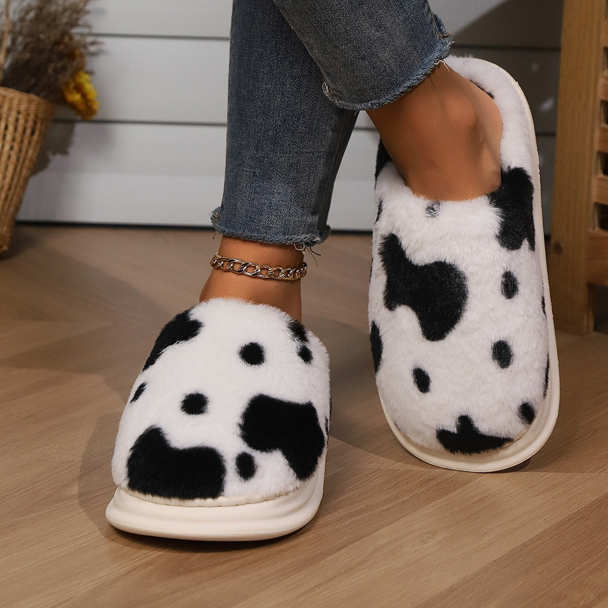 Cow Print Slippers