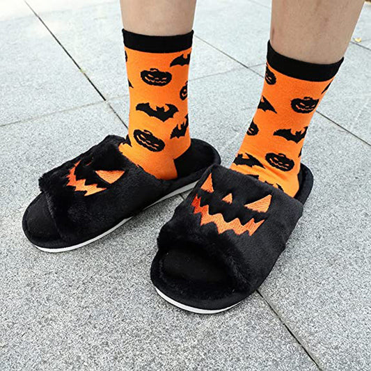 Pumpkin Face Slippers