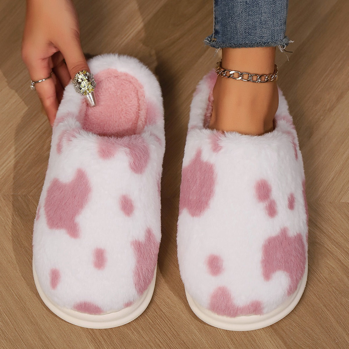 Cow Print Slippers