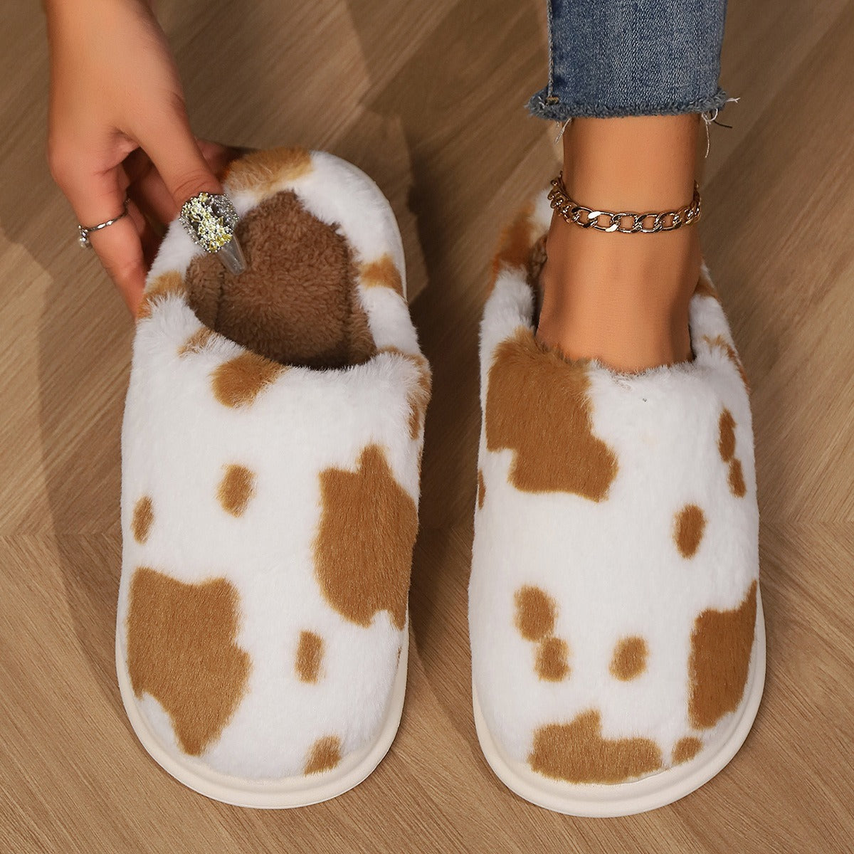 Cow Print Slippers