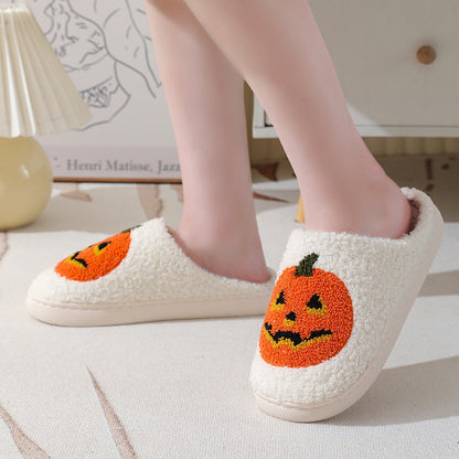 Pumpkin Fuzzy House Slippers