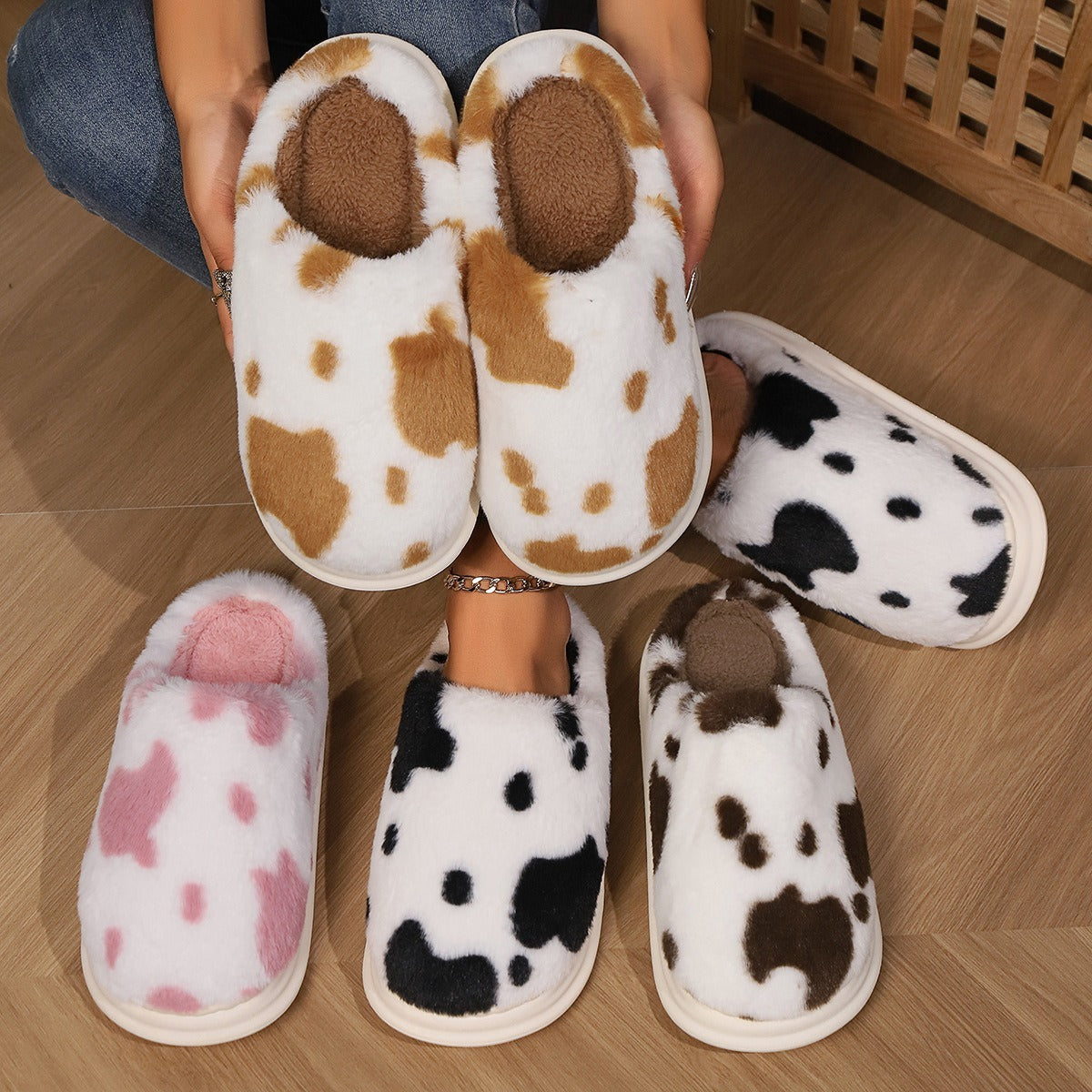 Cow Print Slippers