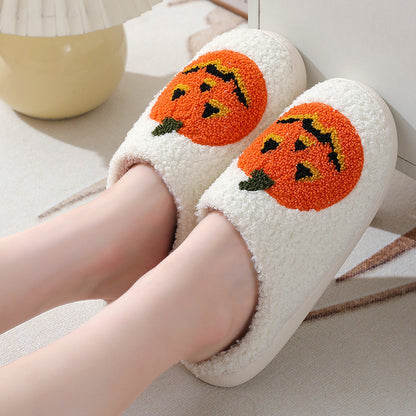 Pumpkin Fuzzy House Slippers