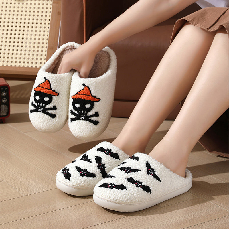 Halloween Skull Roses Bat Slippers