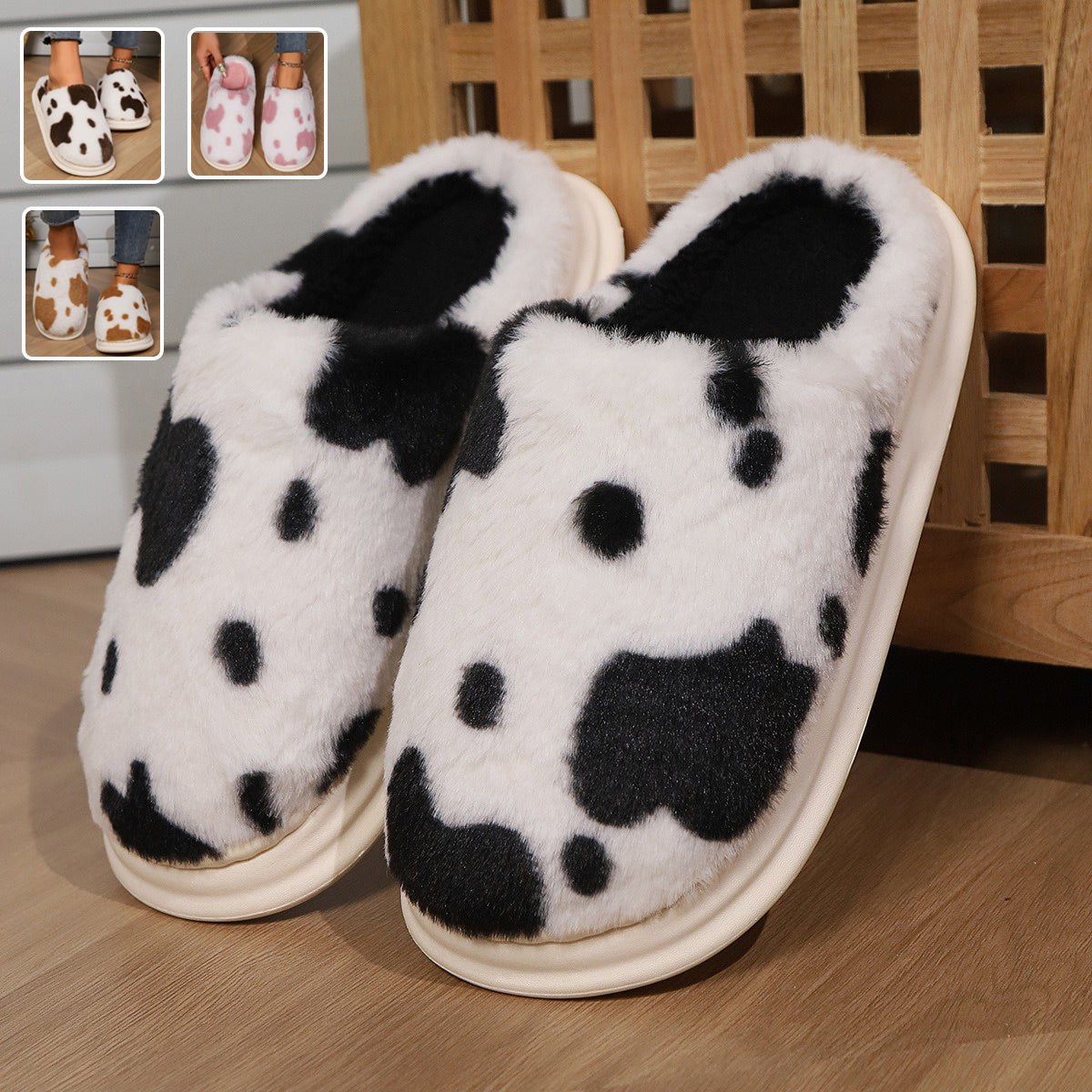 Cow Print Slippers