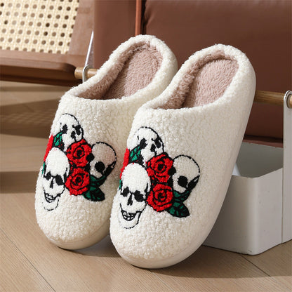 Halloween Skull Roses Bat Slippers