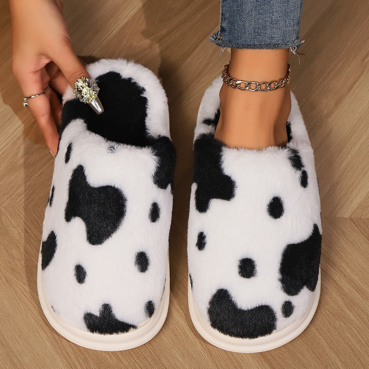 Cow Print Slippers